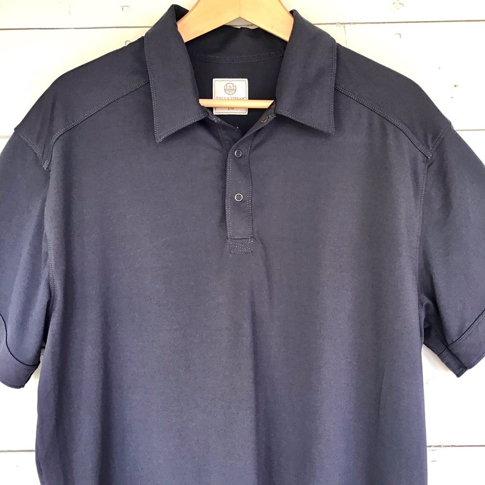 FIELD & STREAM | Gray Polo Shirt with Snaps Large